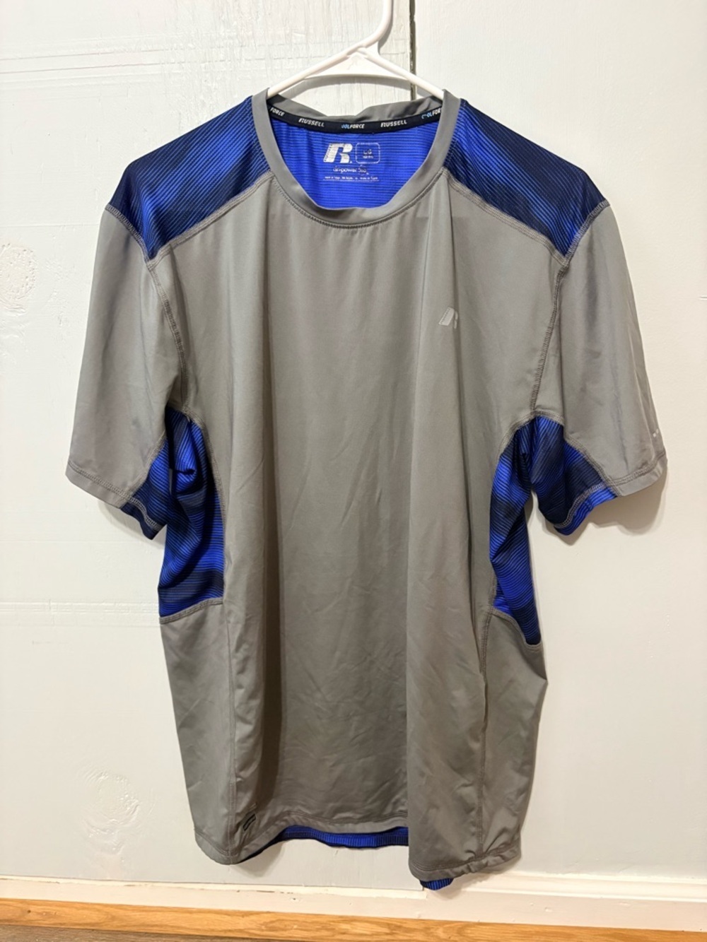 Russell Athletic Dri-Power Performance Tee LG 🔥 Gray Blue Athletic Shirt